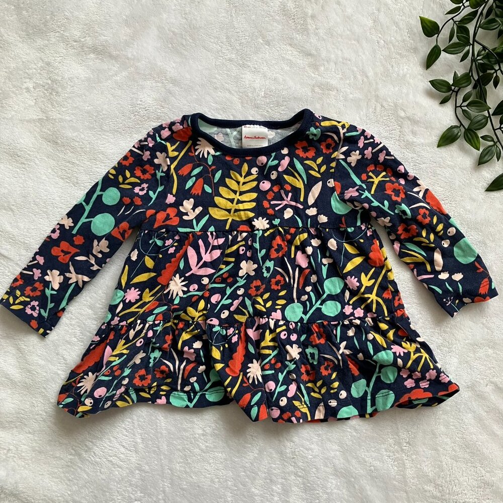 Hanna Andersson Navy Floral Long-Sleeve Ruffle Dress